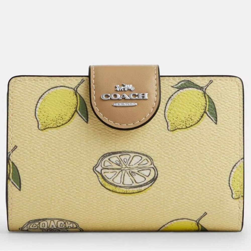 Coach Yellow Lemon Print Wallet - Picture 1 of 4